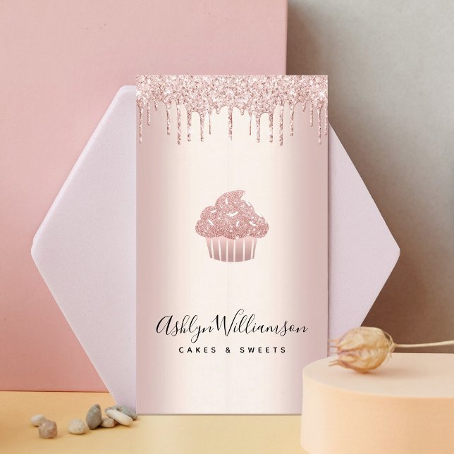 Carte De Visite Boulangerie Cupcake Pâtisserie Chef Rose Gold Part (Créateur téléchargé)
