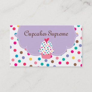 Carte De Visite Boulangerie Cupcake Pois Coeur pourpre