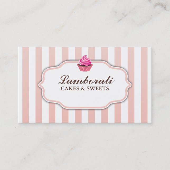 Carte De Visite Boulangerie Cupcake Rose Cute Élégante Moderne (Devant)