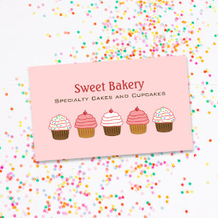 Carte De Visite Boulangerie Cupcake rose Élégant