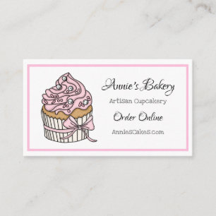 Carte De Visite Boulangerie   Cupcake rose et argent