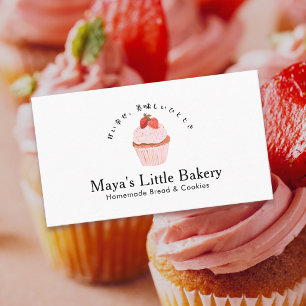 Carte De Visite Boulangerie Cupcake Rustique Mignon à la Fraise