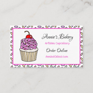 Carte De Visite Boulangerie    Cupcake saupoudré rose   