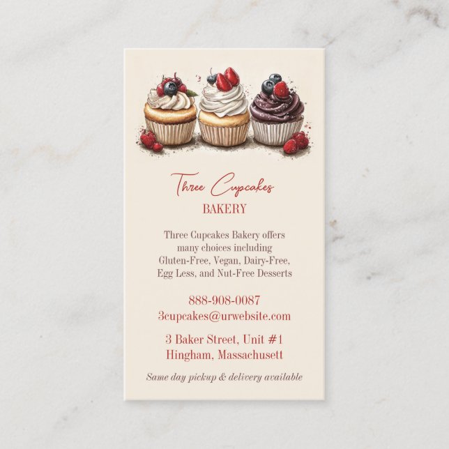 Carte de visite boulangerie Cupcakes (Devant)