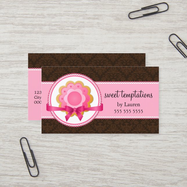 Carte De Visite Boulangerie de biscuit de sucre (Devant/Arrière en situation)