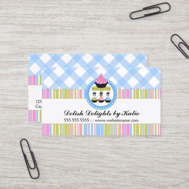 Carte De Visite Boulangerie de bruits de petit gâteau et de gâteau (Devant/Arrière en situation)