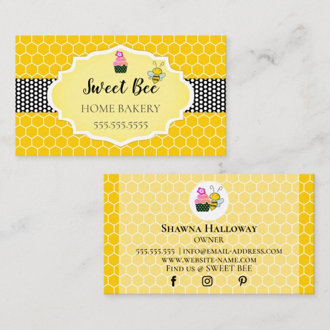 Carte De Visite Boulangerie de choux-bee-Cupcake (Devant / Derrière)