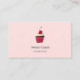 Carte De Visite Boulangerie de Cupcake à main jolie rose
