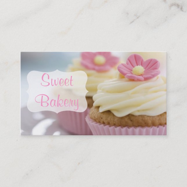 Carte De Visite Boulangerie de cupcake rose Daisy (Devant)