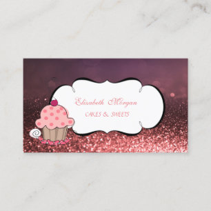 Carte De Visite Boulangerie de Cupcakes Mignonne Moderne Bokeh
