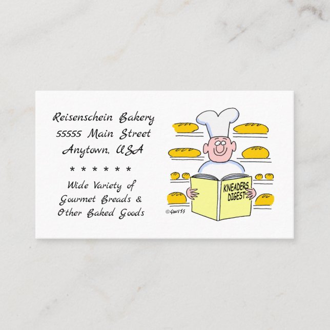 Carte De Visite Boulangerie de dessin à pain drôle (Devant)