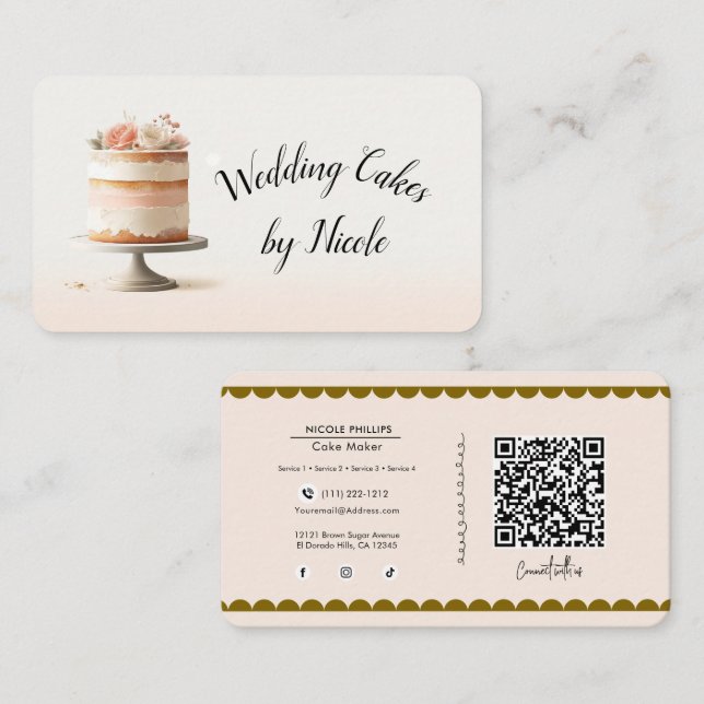 Carte De Visite Boulangerie de gâteau de niveau flush Connexion au (Devant / Derrière)