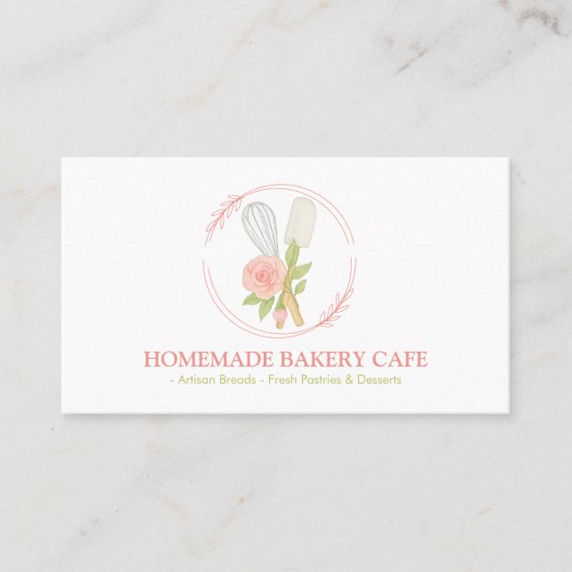 Carte De Visite Boulangerie de gâteaux Logo de restauration Flore  (Devant)