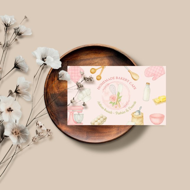 Carte De Visite Boulangerie De Gâteaux Restauration Florale Rose-B (Créateur téléchargé)