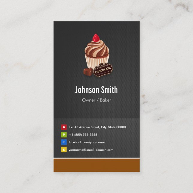 Carte De Visite Boulangerie de pâtisserie au chocolat doux (Devant)