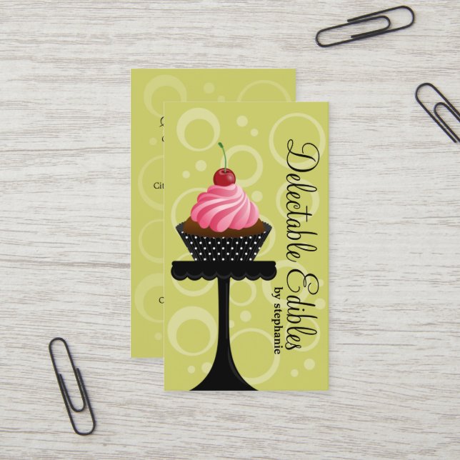 Carte De Visite Boulangerie de petit gâteau (Devant/Arrière en situation)