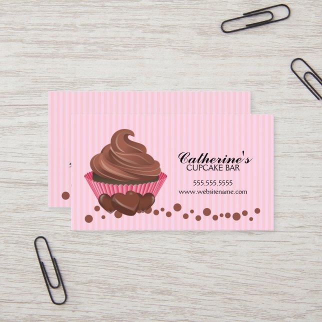 Carte De Visite Boulangerie de petit gâteau de chocolat (Devant/Arrière en situation)