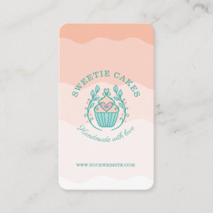 Carte De Visite Boulangerie de style floral Cupcake Logo Blush Pin