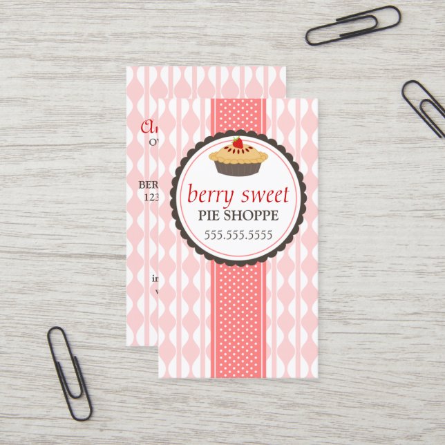 Carte De Visite Boulangerie de tarte de fraise (Devant/Arrière en situation)