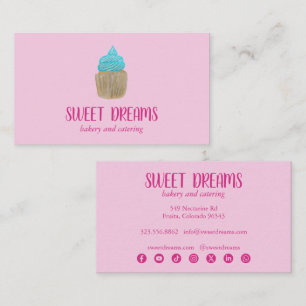 Carte De Visite Boulangerie de Traiteur Cupcake Sucré Rose Charme