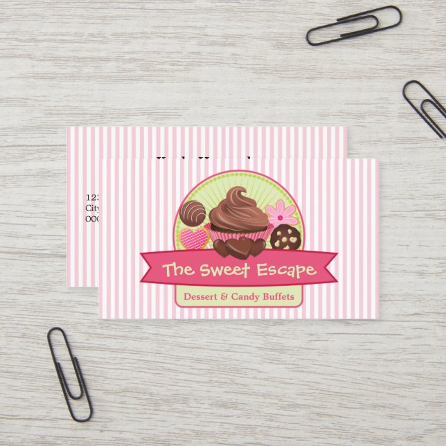 Carte De Visite Boulangerie douce de desserts (Devant/Arrière en situation)
