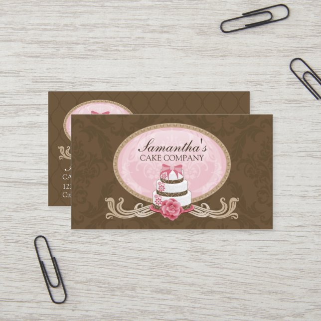 Carte De Visite Boulangerie élégante de gâteau (Devant/Arrière en situation)