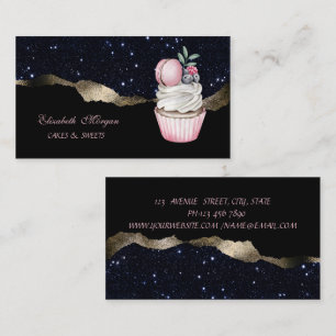 Carte De Visite Boulangerie élégante de macarons et cupcakes, Pail
