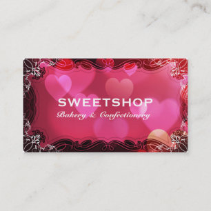 Carte De Visite Boulangerie et coeurs roses de approvisionnement