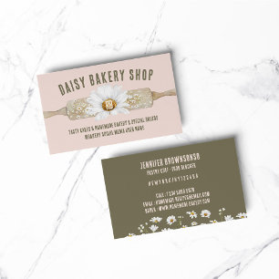 Carte De Visite Boulangerie Fleur Rose Rustique
