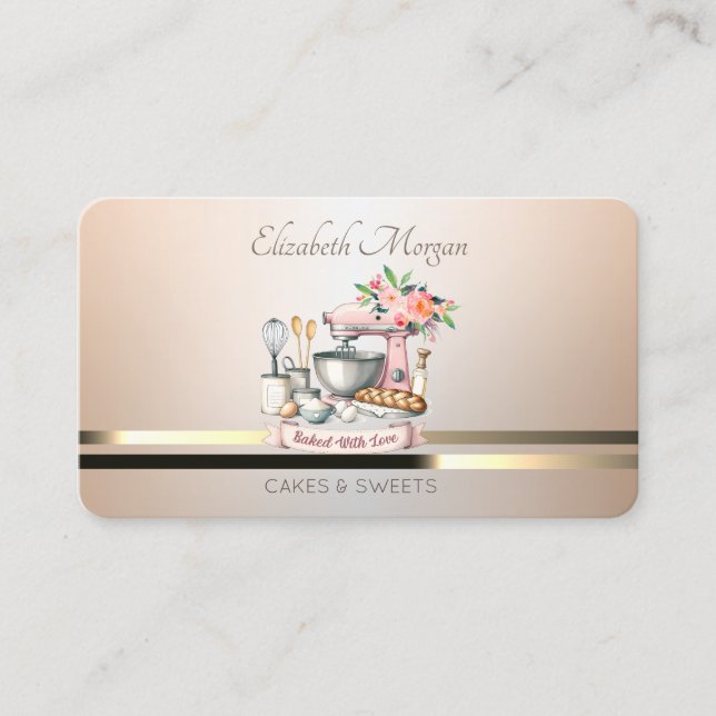 Carte De Visite Boulangerie florale moderne élégant Mixer Luminous (Devant)
