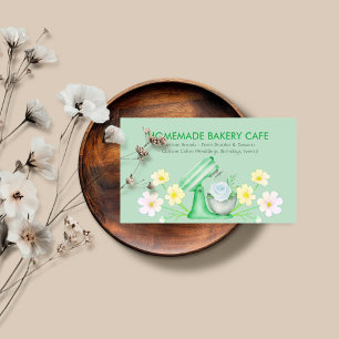 Carte De Visite Boulangerie Florale Vert Pâtisserie Chef Cuisine U