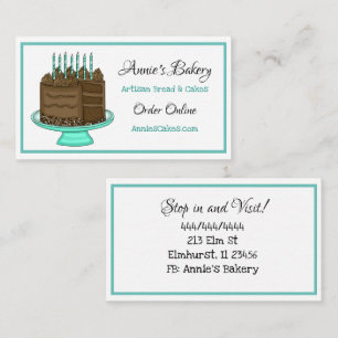 Carte De Visite Boulangerie   Gâteau d'anniversaire   Turquoise et