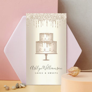 Carte De Visite Boulangerie Gâteau Parties scintillant or Drives P