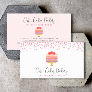 Carte De Visite Boulangerie Gâteau rose Ombre Saupoudrer Pâtisseri