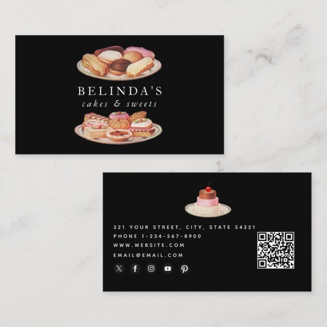 Carte De Visite Boulangerie Gâteaux Sucres Boulangerie QR Code Méd (Devant / Derrière)
