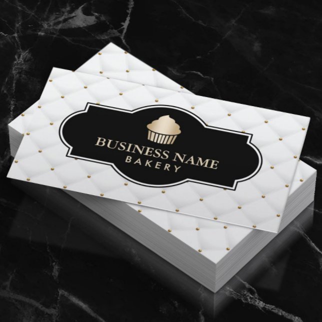 Carte De Visite Boulangerie Gold Cupcake Luxury Quilé (Créateur téléchargé)