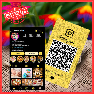 Carte De Visite boulangerie Instagram Chef pâtisserie jaune Traite