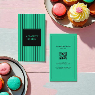 Carte De Visite Boulangerie minimaliste verte à tosca QR Code