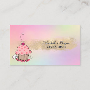 Carte De Visite Boulangerie moderne Cupcake Brosse Holographique