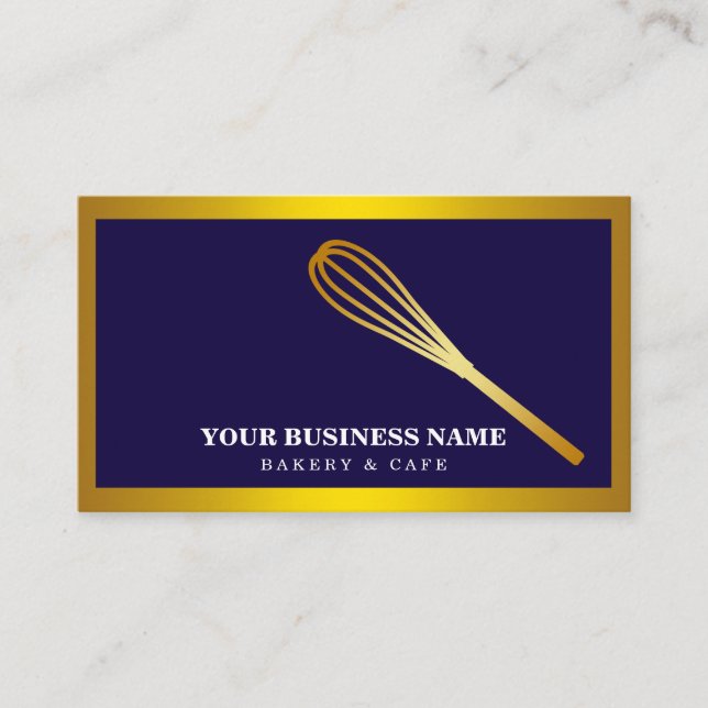 Carte De Visite Boulangerie moderne Gold Whisk (Devant)