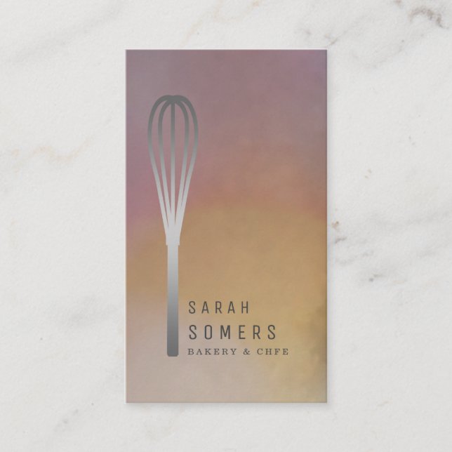 Carte De Visite Boulangerie moderne Parties scintillant d'or Whisk (Devant)