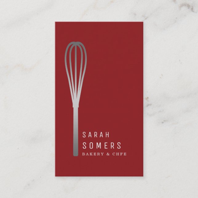Carte De Visite Boulangerie moderne Parties scintillant d'or Whisk (Devant)