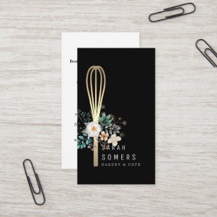 Carte De Visite Boulangerie moderne Parties scintillant d'or Whisk