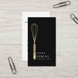 Carte De Visite Boulangerie moderne Parties scintillant d'or Whisk