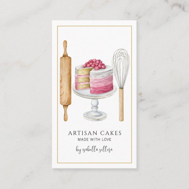 Carte De Visite Boulangerie Pâtisserie Chef Aquarelle Cuisine Uste (Devant)