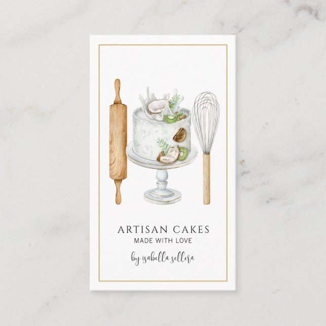 Carte De Visite Boulangerie Pâtisserie Chef Aquarelle Cuisine Uste (Devant)