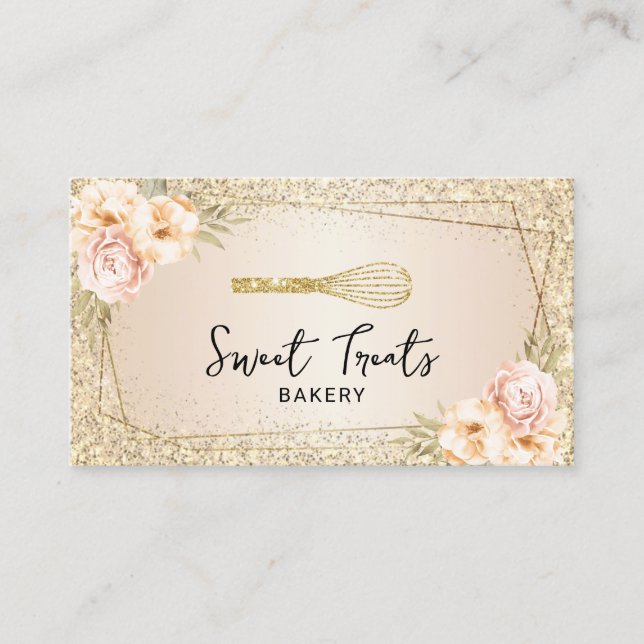 Carte De Visite boulangerie Pâtisserie Chef Parties scintillant Or (Devant)