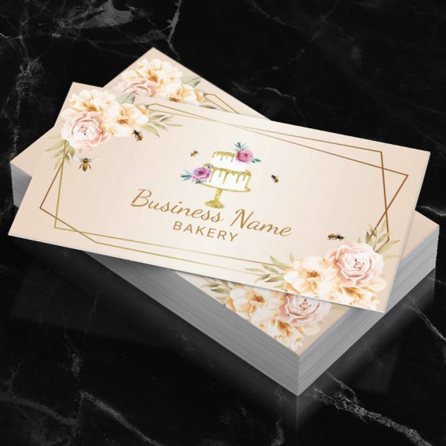 Carte De Visite Boulangerie Pâtisserie Chef Pearl Fleur & Bees Swe (Créateur téléchargé)