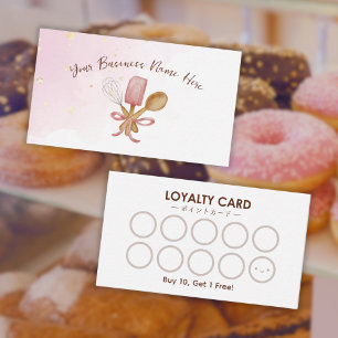 Carte De Visite Boulangerie Pâtisserie Chef Ustensile Cute Rose Lo