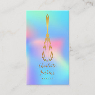 Carte De Visite Boulangerie Pâtisserie Gold Whisk holographique ar